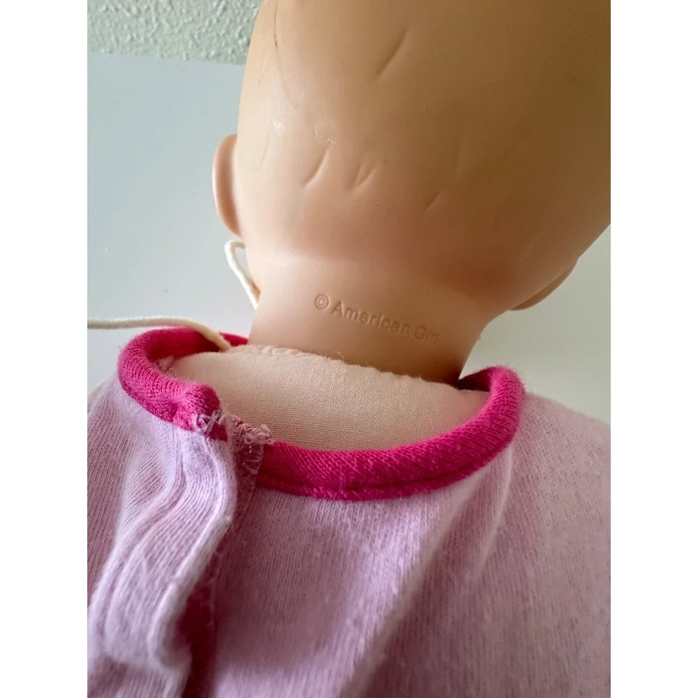 American Girl Bitty baby Blonde Blue Eyes Doll Pink Outfit Diaper Used